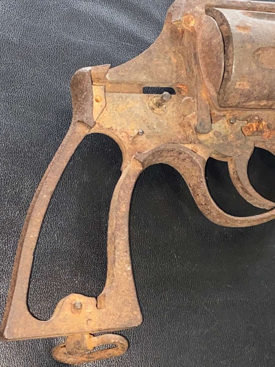 ANTIQUE RUSTED SMITH AND WESSON REVOLVER METAL DETECTING FIND