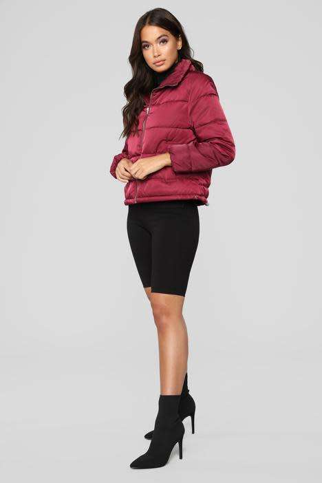 FASHIONNOVA - On The Cold Side Puffer Jacket - Burgundy
