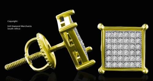 **DIAMOND CLUSTER [R23034]** MICRO PAVE SET [0.265ct] DIAMOND EARRINGS [YELLOW GOLD] -  BUY SAFE