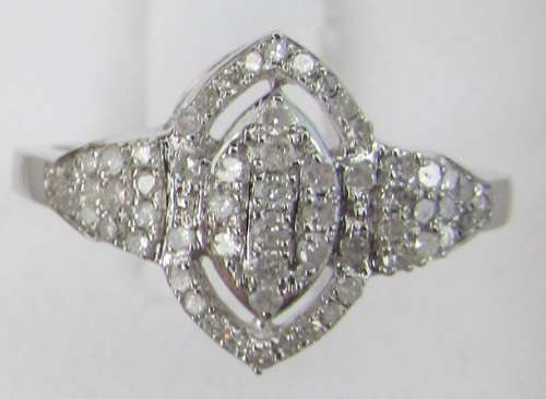 **NEW DESIGN [R31782]** MARQUISE SHAPE [0.400ct] DIAMOND RING [2.090g] WHITE GOLD - BUY SAFE
