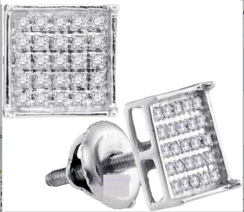 **DIAMOND CLUSTER [R22893]** MICRO PAVE SET [0.259ct] DIAMOND EARRINGS [WHITE GOLD] -  BUY SAFE