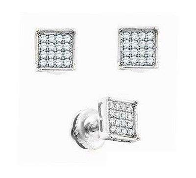 **DIAMOND CLUSTER [R20341]** MICRO PAVE SET [0.200ct] DIAMOND EARRINGS [WHITE GOLD] -  BUY SAFE