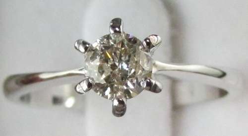 **6 CLAW DESIGN [R29528]** ROUND CUT [0.433ct] SOLITAIRE DIAMOND RING [WHITE GOLD] - BUY SAFE