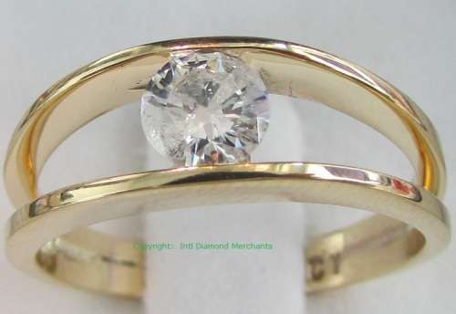 **SPLIT SHANK [R30542]** TENSION SET DESIGN ROUND CUT DIAMOND [0.455ct] RING [YELLOW GOLD] -BUY SAFE