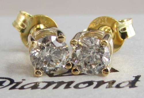 **1/2 SPECIAL [R32865]** GLITTERING [0.500ct] DIAMOND STUD EARRINGS [YELLOW GOLD] - BUY SAFE