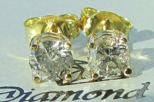 **1/2+  SPECIAL [R32865]** GLITTERING [0.630ct] DIAMOND STUD EARRINGS [YELLOW GOLD] - BUY SAFE