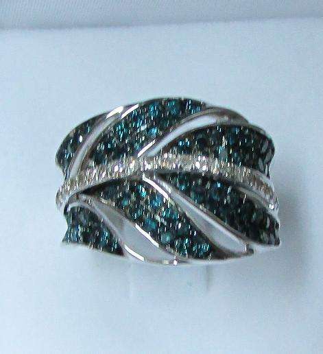 **BREATHTAKING [R53385]** HIGH QUALITY [1.315ct] BLUE DIAMOND BAND [5.194g] WHITE GOLD - BUY SAFE