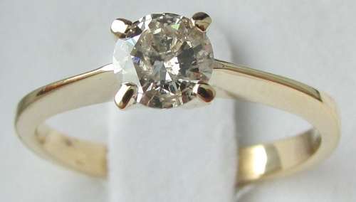 **HIGH QUALITY DIAMOND [R28528]** ROUND CUT [0.422ct] SOLITAIRE DIAMOND RING [YELLOW GOLD] -BUY SAFE
