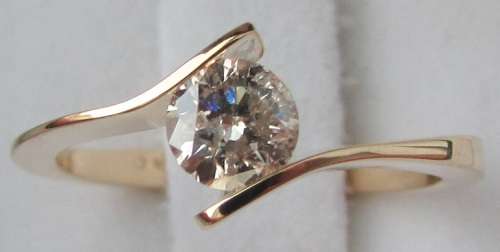 **STUNNING SOLITAIRE [R31036]** ROUND CUT DIAMOND [0.416ct] TWIST RING [YELLOW GOLD] - BUY SAFE