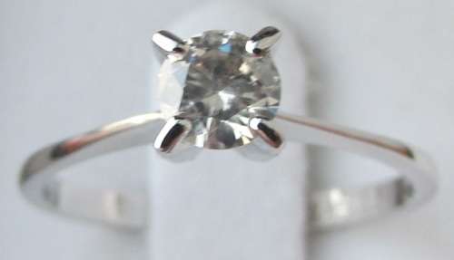 **HIGH QUALITY DIAMOND [R26528]** ROUND CUT [0.417ct] SOLITAIRE DIAMOND RING [WHITE GOLD] - BUY SAFE