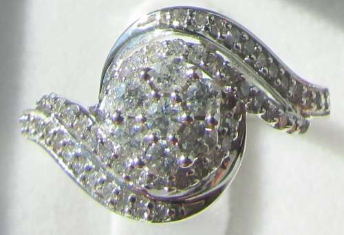**GORGEOUS SWIRL [R46331]** CLUSTER DESIGN [1.00ct] DIAMOND RING [WHITE GOLD] - BUY SAFE