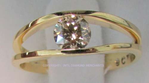 **SPLIT SHANK [R30542]** TENSION SET DESIGN ROUND CUT DIAMOND [0.432ct] RING [YELLOW GOLD] -BUY SAFE