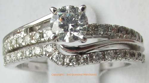 **TOP QUALITY [R44258]** DIAMOND [1.00ct] RING + BAND [H / SI1] DEAL [WHITE GOLD] -BUY SAFE