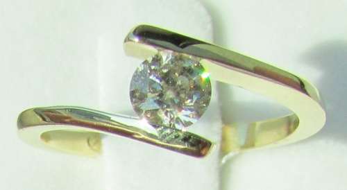 **STUNNING SOLITAIRE [R31036]** ROUND CUT DIAMOND [0.390ct] TWIST RING [YELLOW GOLD] - BUY SAFE