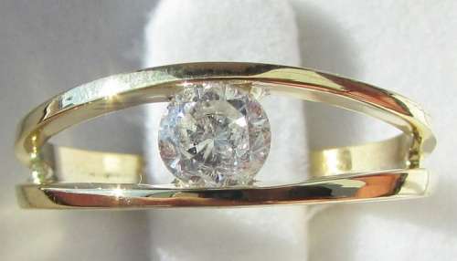 **SPLIT SHANK [R30542]** TENSION SET DESIGN ROUND CUT DIAMOND [0.459ct] RING [YELLOW GOLD] -BUY SAFE