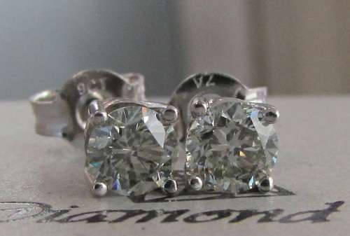 **1/2ct DEAL [R27145]** SPARKLING [0.500ct] DIAMOND EARRINGS [WHITE GOLD] - BUY SAFE