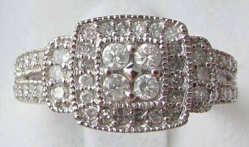 **PROMO [R30751]** HIGH QUALITY [0.636ct] DIAMOND RING [3.194g] WHITE GOLD - BUY SAFE