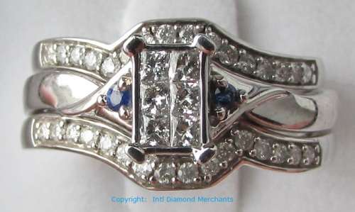 *SUPER DEAL [R46419]* BRIDAL TWINSET [0.800ct] DIAMONDS WITH 2 BANDS [6.060g] WHITE GOLD - BUY SAFE