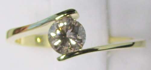 **STUNNING SOLITAIRE [R31036]** ROUND CUT [SI2] DIAMOND [0.425ct] TWIST RING [YELLOW GOLD] -BUY SAFE