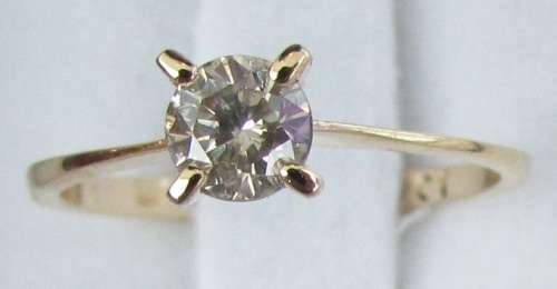 **HIGH QUALITY DIAMOND [R28528]** ROUND CUT [0.418ct] SOLITAIRE DIAMOND RING [YELLOW GOLD] -BUY SAFE