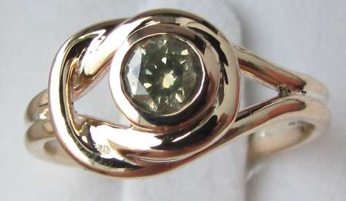 **TUBE DESIGN [R29528]** ROUND CUT [0.340ct] SOLITAIRE DIAMOND RING [YELLOW GOLD] - BUY SAFE