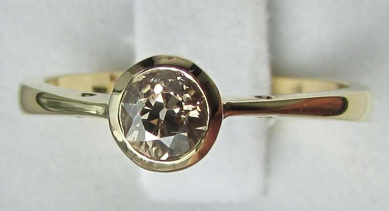**TUBE SETTING  [R28528]**SPARKLING ROUND CUT [0.436ct] DIAMOND RING [YELLOW GOLD] - BUY SAFE