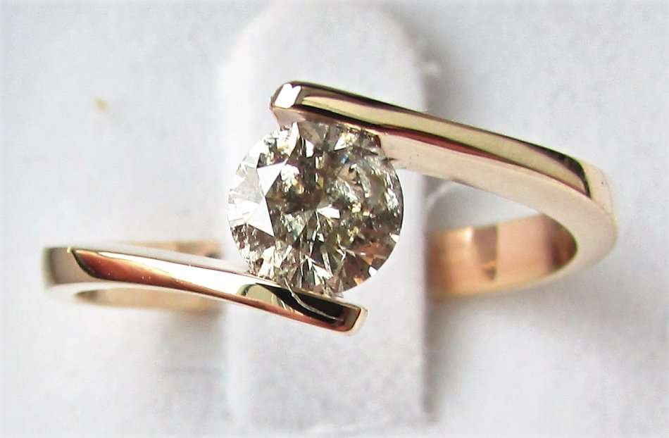 **1/2ct SOLITAIRE [R31036]** ROUND CUT DIAMOND [0.545ct] TWIST RING [YELLOW GOLD] - BUY SAFE