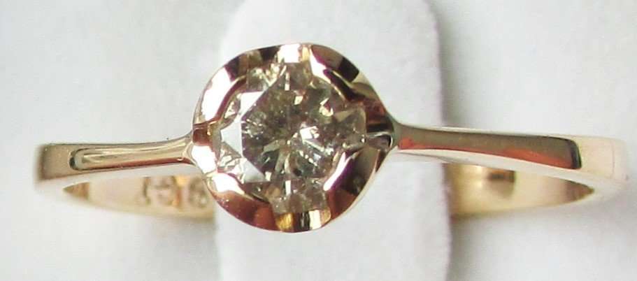 **DESIGNER PIECE [R25470]** ROUND CUT [0.360ct] SOLITAIRE DIAMOND RING [YELLOW GOLD] - BUY SAFE