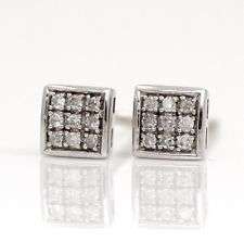 **DIAMOND CLUSTER [R16341]** MICRO PAVE SET [0.175ct] DIAMOND EARRINGS [WHITE GOLD] -  BUY SAFE