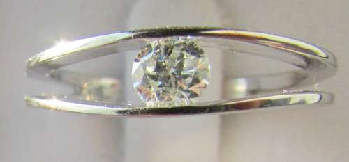 **SPLIT SHANK [R27893]** TENSION SET DESIGN ROUND CUT DIAMOND [0.326ct] RING [WHITE GOLD] - BUY SAFE