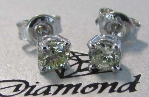 **BRILLIANT DEAL [R27865]** GLITTERING [0.400ct] DIAMOND STUD EARRINGS [WHITE GOLD] - BUY SAFE