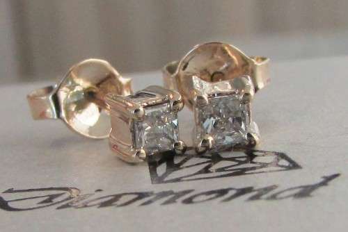 **DIAMOND STUDS [R25893]** PRINCESS [0.250ct] DIAMOND EARRINGS [YELLOW GOLD] - BUY SAFE