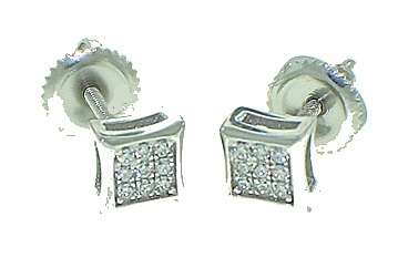 **DIAMOND CLUSTER [R16341]** MICRO PAVE SET [0.200ct] DIAMOND EARRINGS [WHITE GOLD] -  BUY SAFE