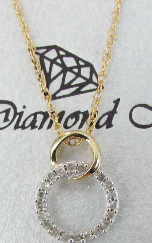 **GLITTERING [R17679]** DIAMOND CIRCLE PENDANT [0.200ct] ROUND CUT + OPTIONAL CHAIN  -  BUY SAFE