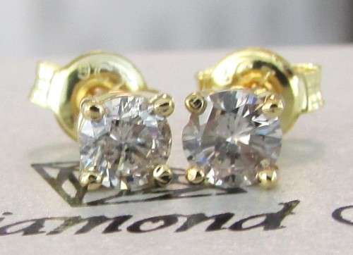 **1/2ct DEAL [R27145]** SPARKLING [0.500ct] DIAMOND EARRINGS [YELLOW GOLD] - BUY SAFE