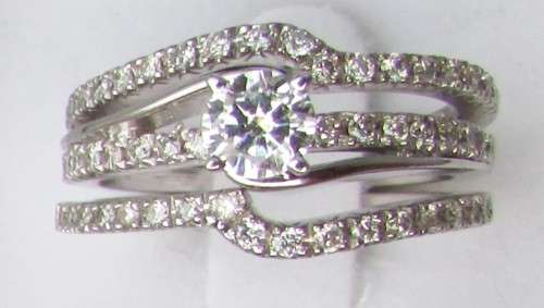 *SUPER DEAL [R55419]* BRIDAL TWINSET [1.150ct] DIAMONDS WITH 2 BANDS [7.234g] WHITE GOLD - BUY SAFE