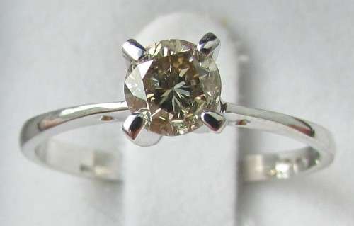 **4 CLAW DESIGN [R29528]** ROUND CUT [0.580ct] SOLITAIRE DIAMOND RING [WHITE GOLD] - BUY SAFE