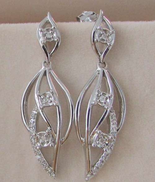 **DROP EARRINGS [R30467]** DESIGNER PAVE SET [0.250ct] DIAMOND EARRINGS [WHITE GOLD] -  BUY SAFE