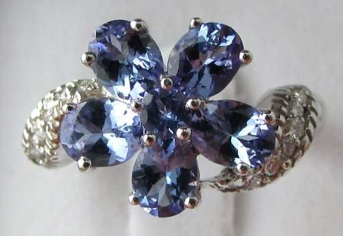 **ONCE-OFF DEAL [R66674]** FLOWER TANZANITE [1.820ct] AND DIAMOND RING [WHITE GOLD] - BUY SAFE