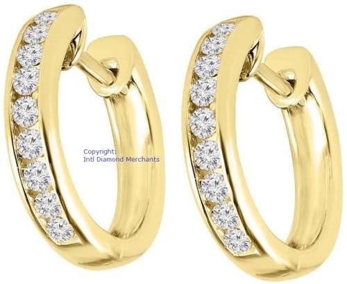 **DIAMOND HOOPS [R21893]** ROUND CUT [0.275ct] DIAMOND EARRINGS [YELLOW GOLD] -  BUY SAFE