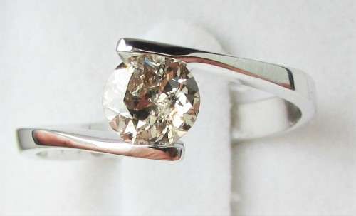 **STUNNING SOLITAIRE [R31036]** ROUND CUT DIAMOND [0.600ct] TWIST RING [WHITE GOLD] - BUY SAFE