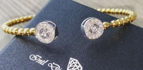 **ONE OF A KIND [R56127]** DIAMOND [0.650cts] BANGLE ROUND CUT [18KT YELLOW GOLD] - BUY SAFE