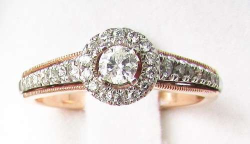 **HALO - PROMO [R32751]** HIGH QUALITY [0.750ct] DIAMOND RING [3.198g] ROSE / WHITE GOLD - BUY SAFE