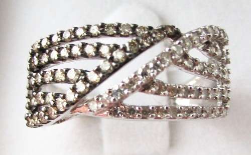 **2 TONE [R37385]** HIGH QUALITY [0.700ct] DIAMOND BAND [3.726g] WHITE GOLD - BUY SAFE