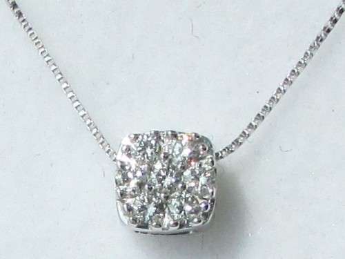 **GLITTERING [R20019]** DIAMOND CLUSTER PENDANT [0.200ct] ROUND CUT DIAMONDS + CHAIN FREE - BUY SAFE
