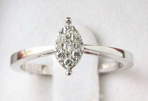 **SPECIAL DEAL [R21083]** MARQUISE DIAMOND SHAPE [0.210ct] CLUSTER RING [WHITE GOLD] - BUY SAFE