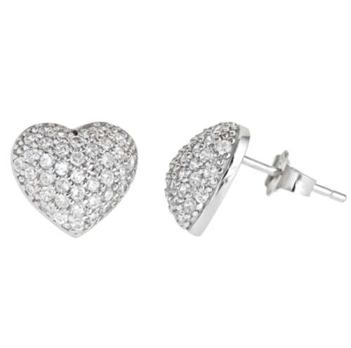 **DIAMOND CLUSTER [R16341]** MICRO PAVE SET [0.200ct] HEART DIAMOND EARRINGS [WHITE GOLD] - BUY SAFE