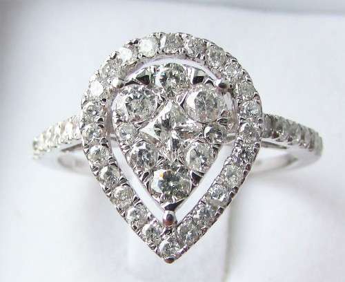 **SHOWSTOPPER [R55643]** INVISIBLE [1.050ct] PEAR SHAPED DIAMOND RING [WHITE GOLD] - **SEE VIDEO**