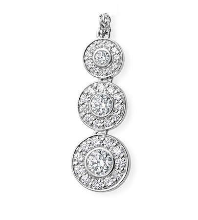 **TRILOGY [R37785]** DROP DIAMOND PENDANT [0.650ct] ROUND CUT + OPTIONAL CHAIN  -  BUY SAFE