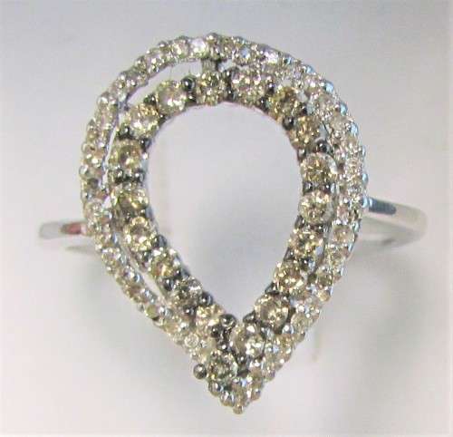 **WOW FACTOR [R35274]** WHITE/CHAMPAGNE ROUND CUT [0.620ct] DIAMOND RING [WHITE GOLD] - BUY SAFE